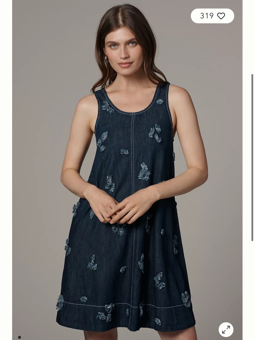 Anthropologie Maeve Keiko Embroidered Denim Mini Dress